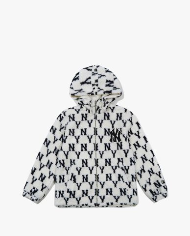  MLB - Áo khoác kiểu phối zip tay dài Monogram Wool Fleece 