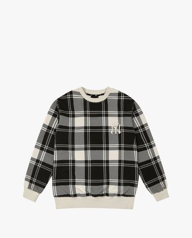  MLB - Áo sweatshirt tay dài cổ tròn Check 
