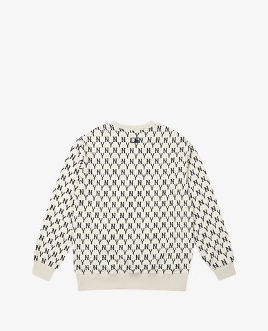  MLB - Áo sweatshirt tay dài cổ tròn Full Side Monogram Overfit 