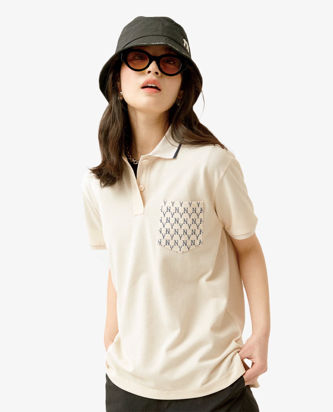 MLB - Áo polo ngắn tay Monogram Pocket Pique