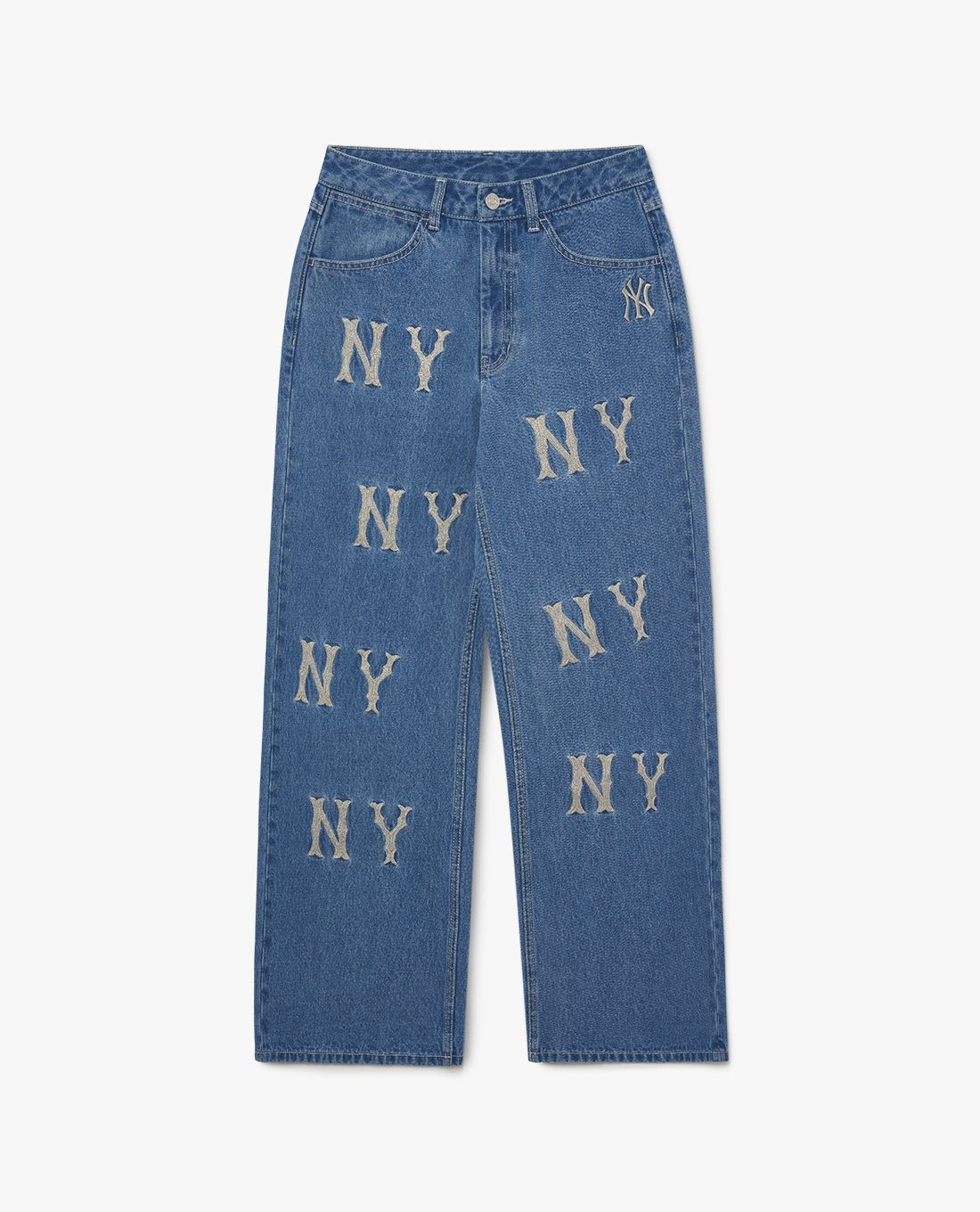 MLB - Quần jeans nữ ống rộng Mega Logo Applique