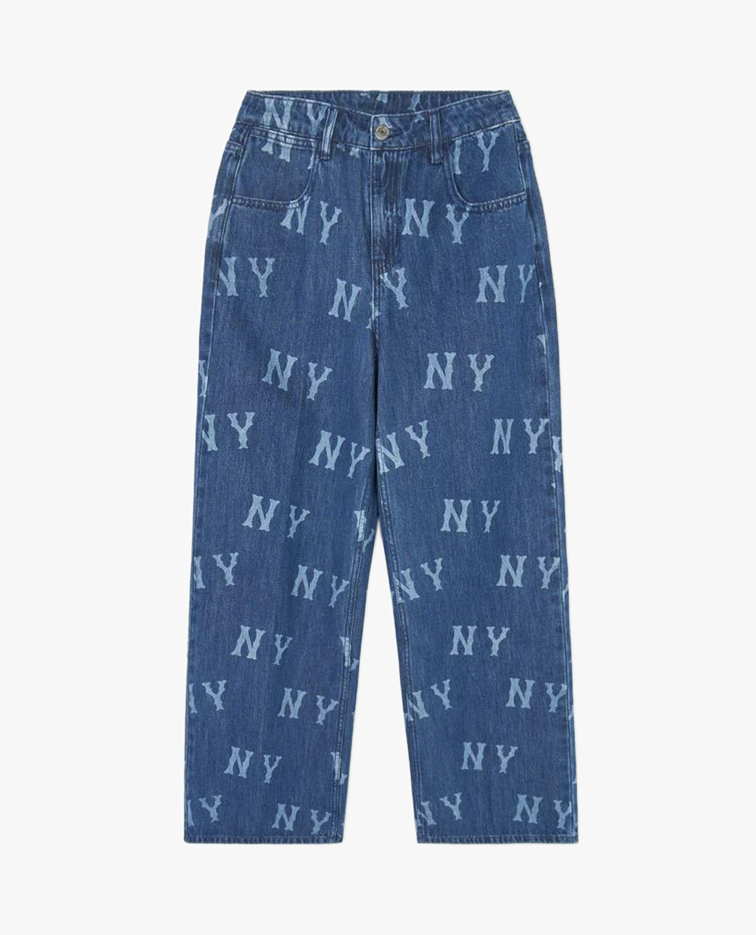MLB - Quần jeans nữ ống rộng phối họa tiết monogram