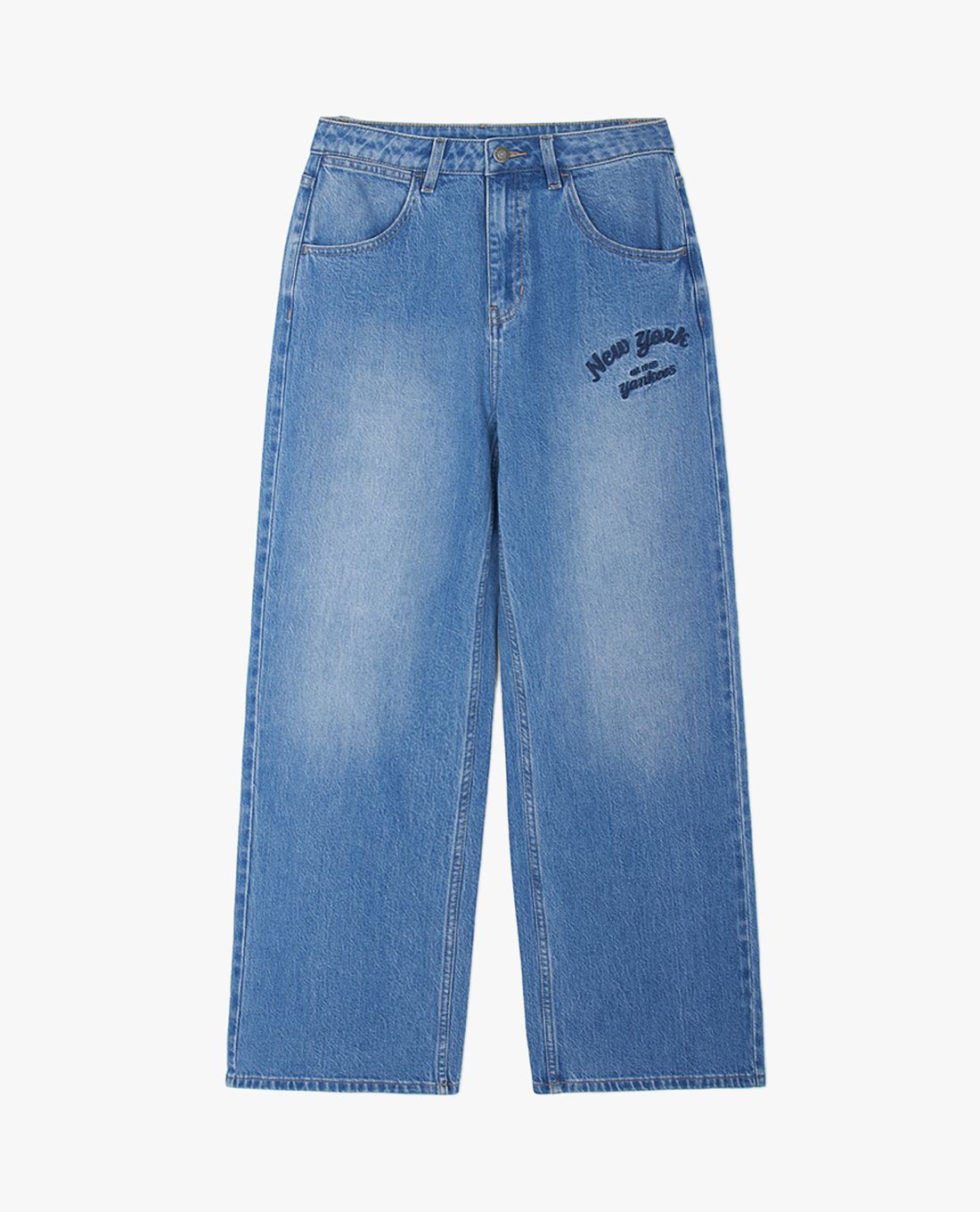 MLB korea■新作*logo wide denim pants MLB Men's Big Logo Wide Leg Cotton Jeans - Spring 2024