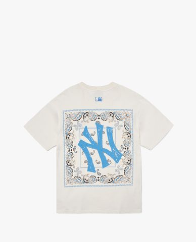  MLB - Áo thun unisex cổ tròn tay ngắn Paisley Back Logo 