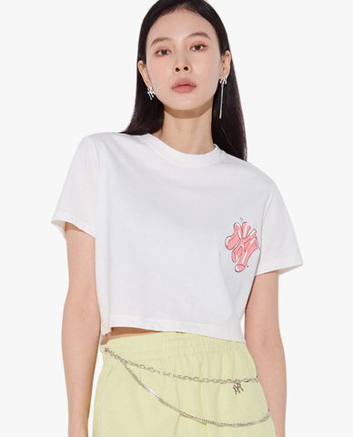  MLB - Áo thun phom suông ngắn tay Checkerboard Back Logo 