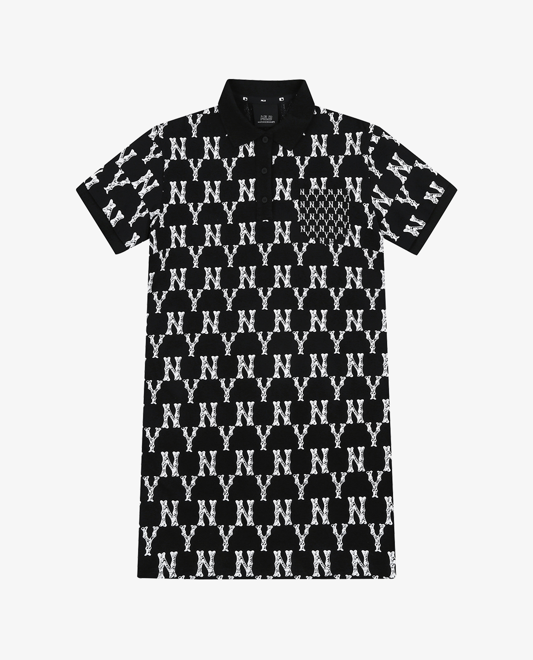 MLB - Đầm mini cổ bẻ ngắn tay Monogram All Over Collar