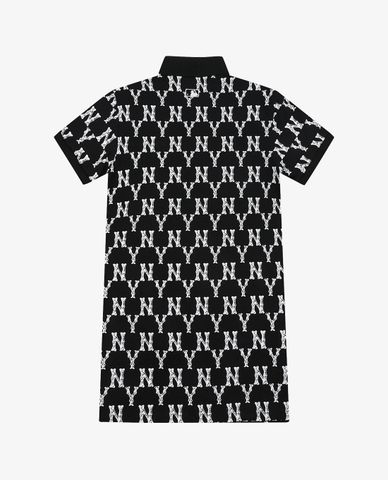  MLB - Đầm mini cổ bẻ ngắn tay Monogram All Over Collar 