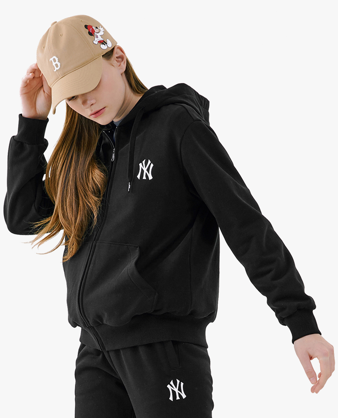 MLB - Áo hoodie phối zip hình mickey MLB x Disney