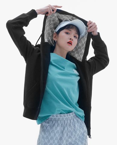  MLB - Áo khoác kiểu phối mũ trùm Monogram Block 