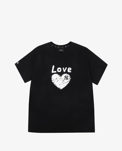  MLB - Áo thun cổ tròn ngắn tay Heart Love Over Fit 