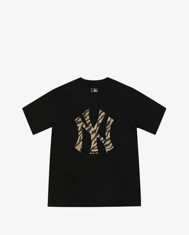  MLB - Áo thun cổ tròn tay ngắn Unisex phối logo New York Yankees 