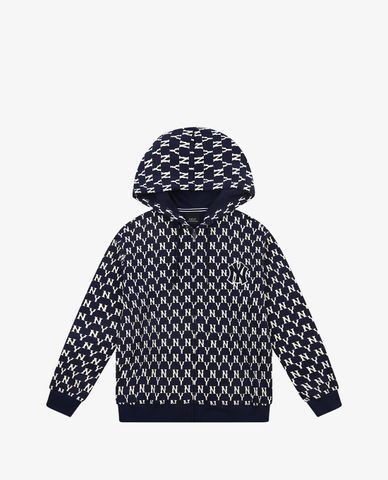  MLB - Áo hoodie tay dài phối zip Monogram 