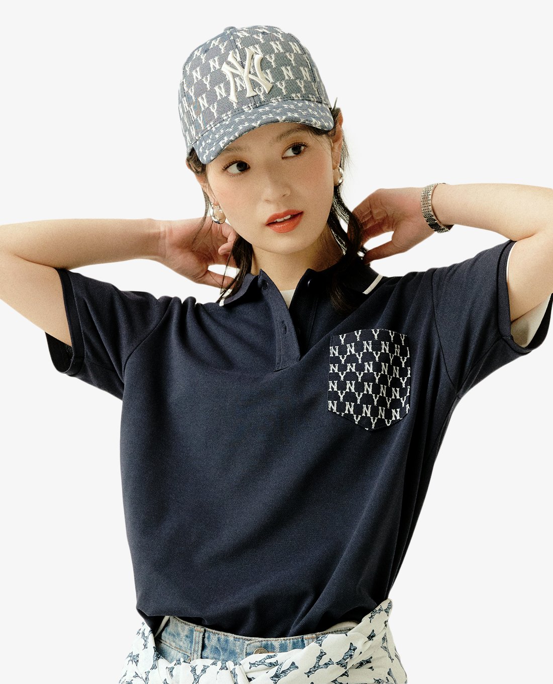 MLB - Áo polo ngắn tay Monogram Pocket Pique