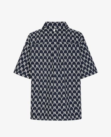  MLB - Áo sơ mi nam tay ngắn phối họa tiết monogram Woven 