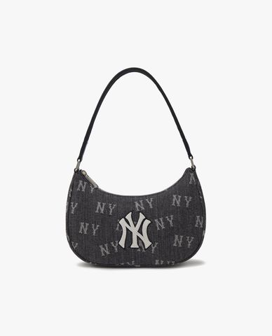  MLB - Túi đeo vai nữ chữ nhật Classic Monogram Denim Hobo 