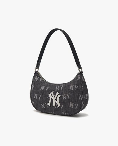  MLB - Túi đeo vai nữ chữ nhật Classic Monogram Denim Hobo 