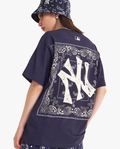  MLB - Áo thun unisex cổ tròn tay ngắn Paisley Back Logo 