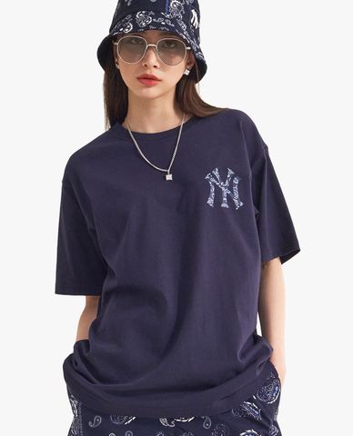  MLB - Áo thun phom suông ngắn tay Paisley Mega Logo 