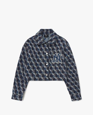  MLB - Áo khoác denim nữ Cube Monogram Jacquard 