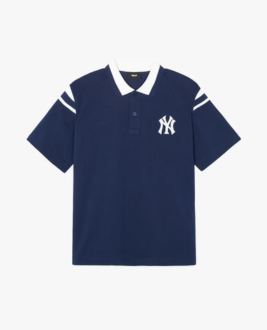  MLB - Áo polo unisex cổ bẻ tay ngắn Varsity Shoulder Color Overfit Kara 