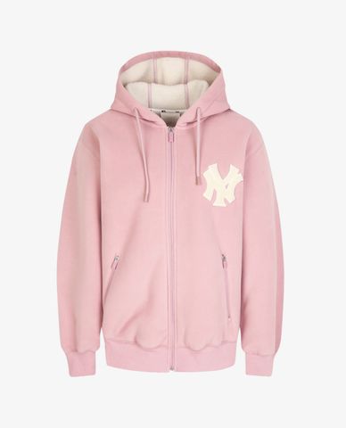  MLB - Áo sweatshirt tay dài có mũ phối zip Fleece 