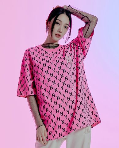  MLB - Áo thun phom suông ngắn tay Monogram All Over Overfit 