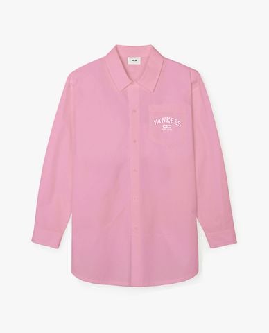  MLB - Áo sơ mi nữ cổ bẻ tay dài Varsity 