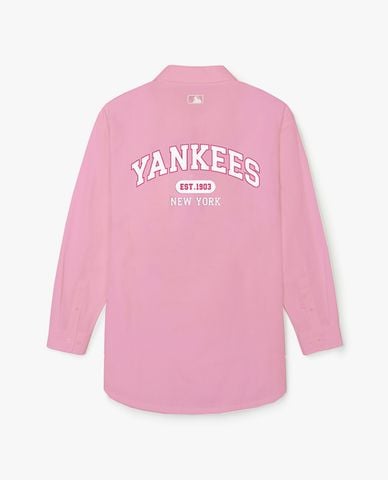  MLB - Áo sơ mi nữ cổ bẻ tay dài Varsity 