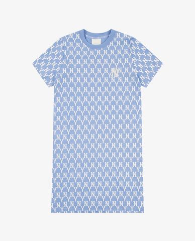  MLB - Đầm mini cổ tròn ngắn tay phom suông Monogram Allover 