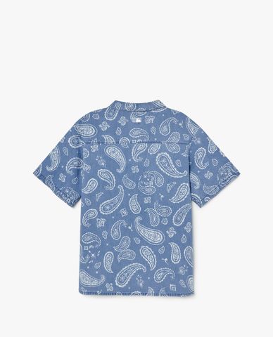  MLB - Áo sơ mi denim unisex tay ngắn Paisley Print 