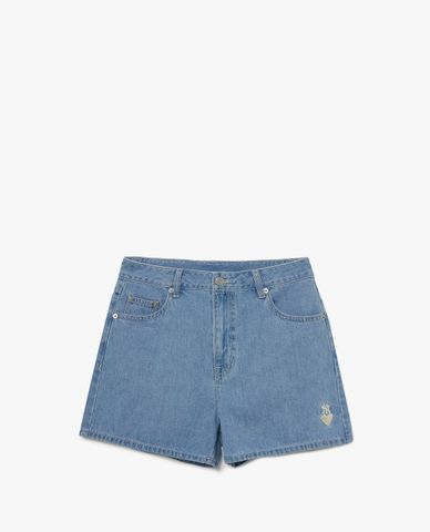  MLB - Quần shorts jeans nữ Heart One Point Solid 