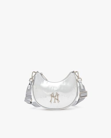  MLB - Túi đeo vai nữ hình bán nguyệt Classic Monogram Silver Mini 