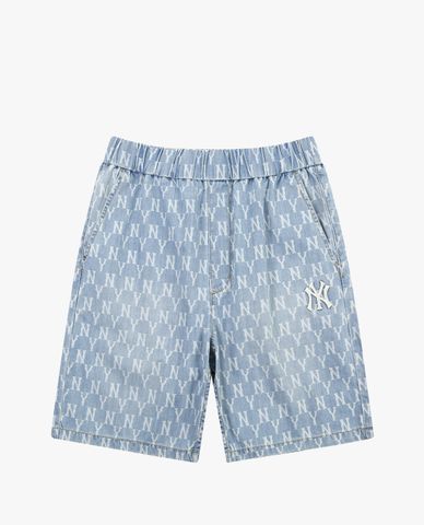  MLB - Quần shorts jeans Monogram Print Denim 