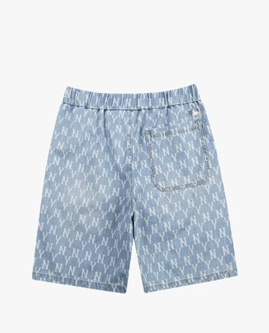  MLB - Quần shorts jeans Monogram Print Denim 