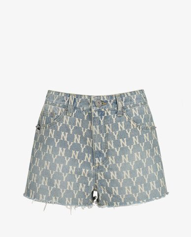  MLB - Quần short nữ rách gấu Monogram Denim 