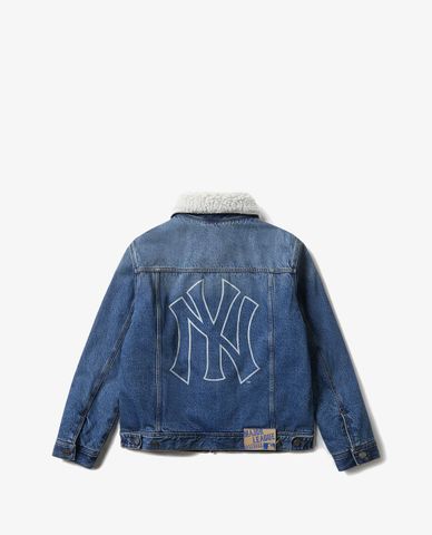  MLB - Áo khoác denim phối lông Big Logo 