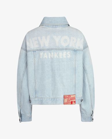  MLB - Áo khoác denim unisex lửng New York Yankees 