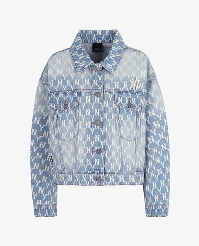  MLB - Áo khoác denim unisex họa tiết New York Yankees 
