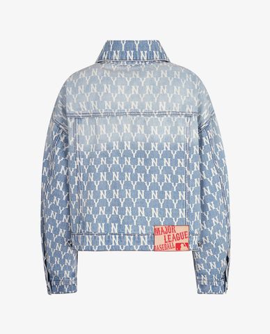  MLB - Áo khoác denim unisex họa tiết New York Yankees 