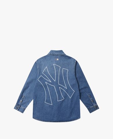  MLB - Áo sơ mi tay dài Mega Logo Denim 