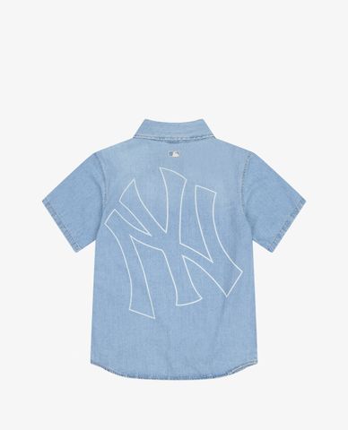  MLB - Áo sơ mi denim tay ngắn Basic Logo 