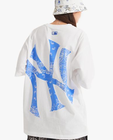  MLB - Áo thun phom suông ngắn tay Paisley Mega Logo 