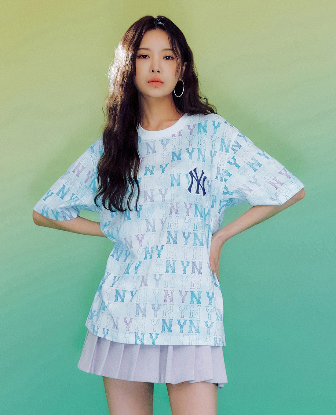 MLB - Áo thun unisex cổ tròn tay ngắn Water Monogram All Over