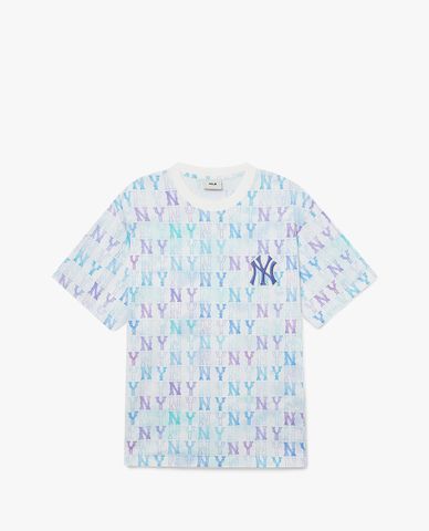  MLB - Áo thun unisex cổ tròn tay ngắn Water Monogram All Over 