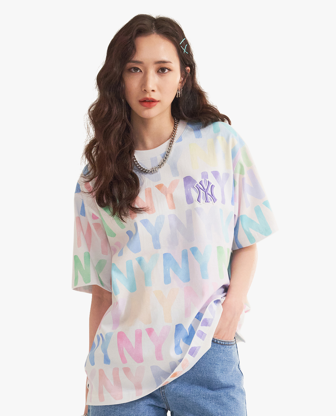 MLB - Áo thun phom suông ngắn tay Watercolor Monogram Overfit