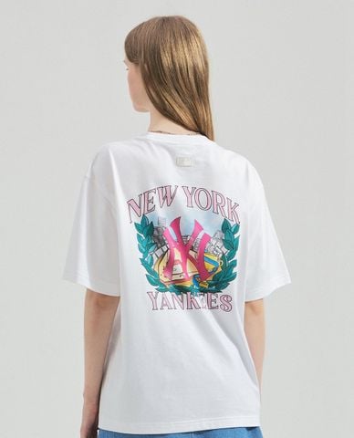  MLB - Áo thun unisex cổ tròn tay ngắn Vintage Sports Functional Big Logo 