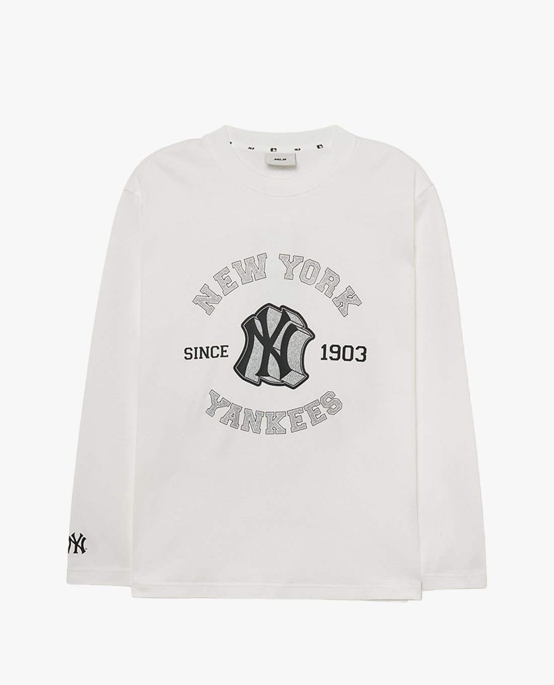 MLB - Áo thun unisex cổ tròn tay dài in logo thời trang