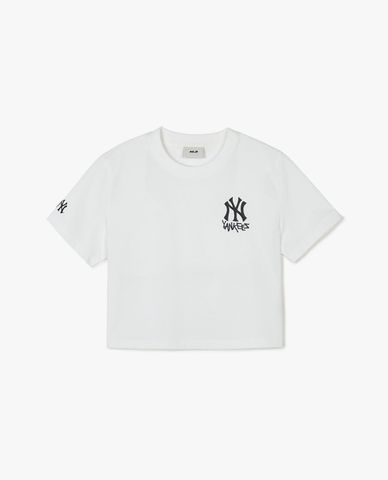  MLB - Áo croptop nữ cổ tròn tay ngắn Street Small Logo Functional 