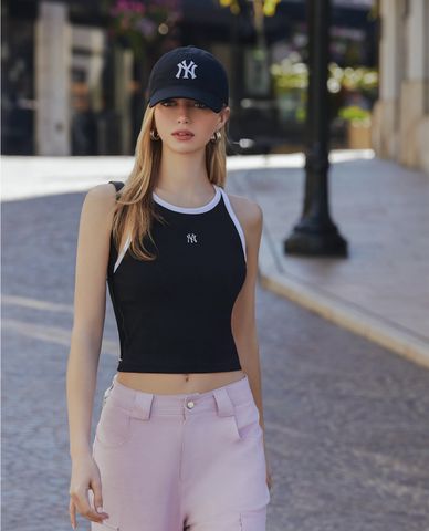  MLB - Áo ba lỗ nữ phom croptop Basic Small Logo Ribbed Ringer 