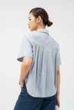  Áo sơ mi nữ ngắn tay dáng hộp vải poplin nhăn 